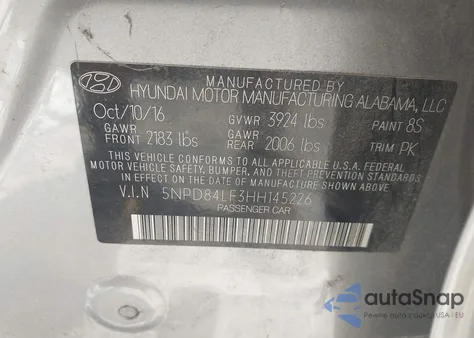 2017 Hyundai Elantra Se from USA, damaged, VIN 5NPD84LF3HH145226